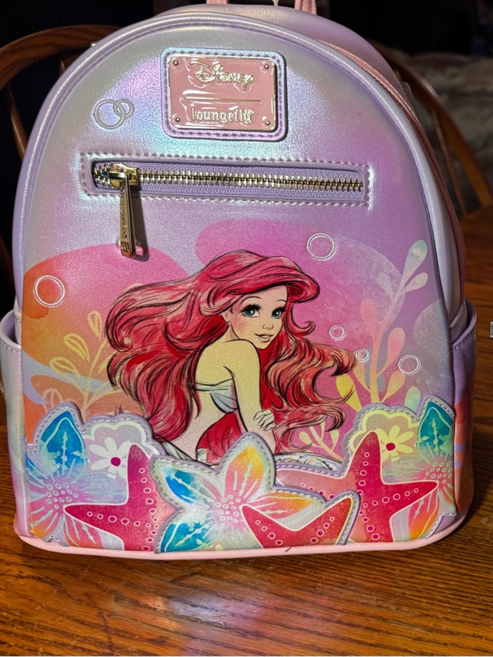 Disney Princess Iridescent Pastel floral Mini Backpack with Colorful Sea